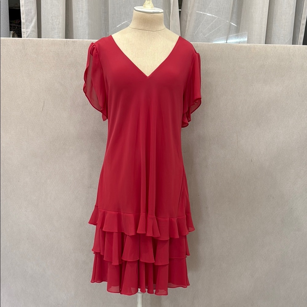 Ralph Lauren Red Ruffled Tiered Sundress